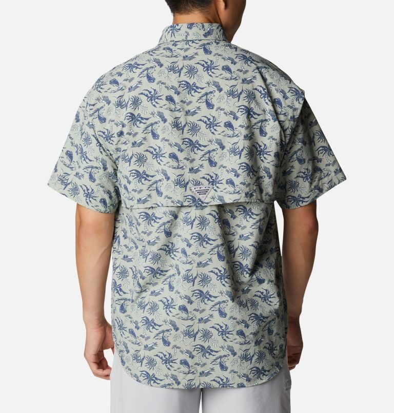 Columbia PFG Super Bahama Kort Sleeve Skjorte Herre Grå Marineblå | 76508P