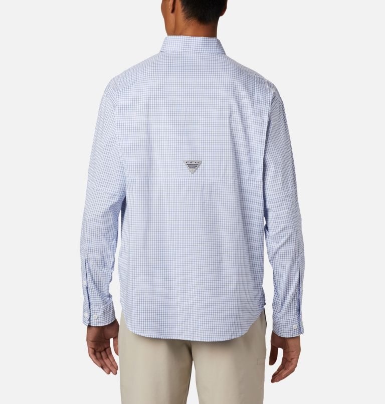 Columbia PFG Super Tamiami Long Sleeve Skjorte Herre Hvite Blå | 68749D