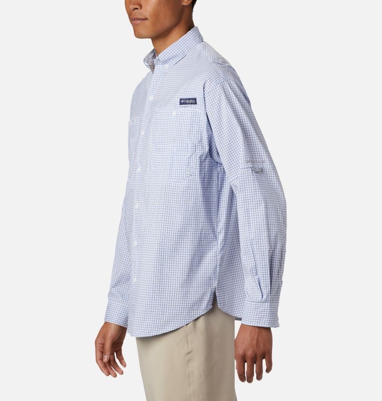 Columbia PFG Super Tamiami Long Sleeve Skjorte Herre Hvite Blå | 68749D