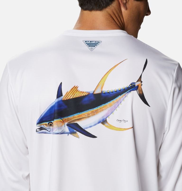 Columbia PFG Terminal Tackle Carey Chen Long Sleeve Gensere Herre Hvite | 05431Q