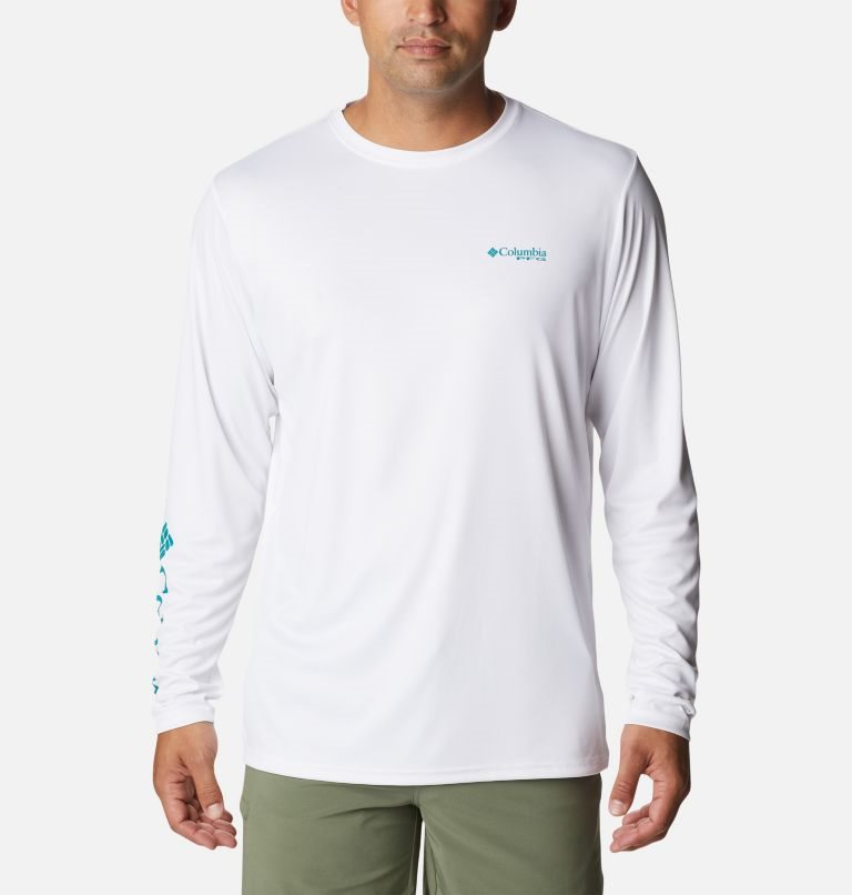 Columbia PFG Terminal Tackle License Plate Long Sleeve Gensere Herre Hvite | 31078K