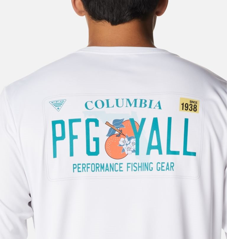 Columbia PFG Terminal Tackle License Plate Long Sleeve Gensere Herre Hvite | 31078K