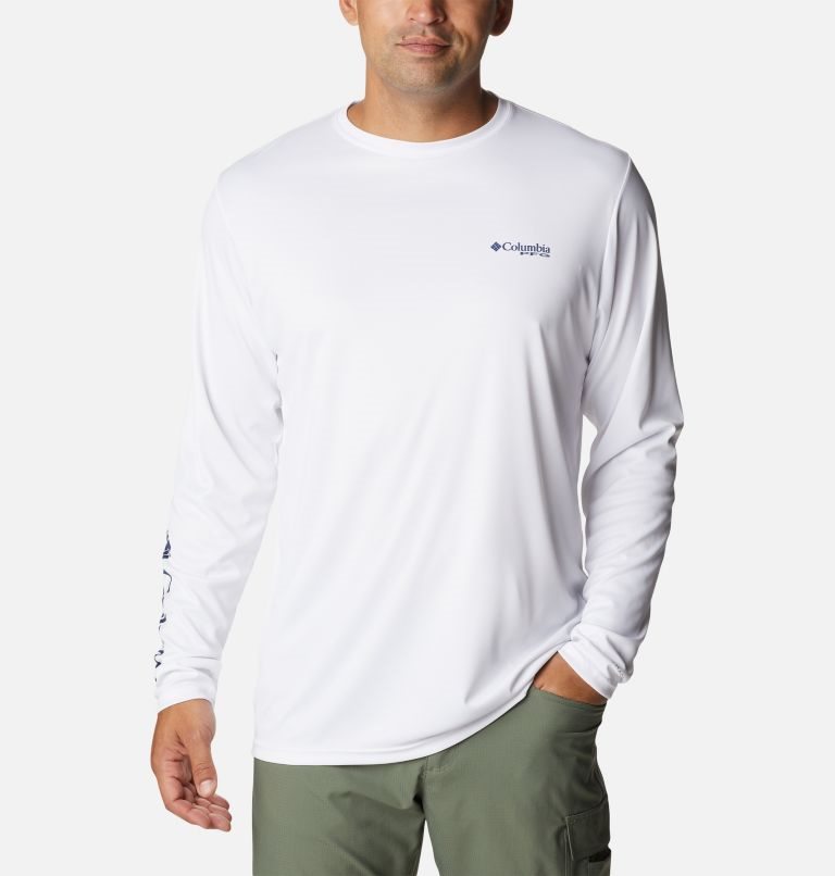 Columbia PFG Terminal Tackle License Plate Long Sleeve Gensere Herre Hvite | 74095J