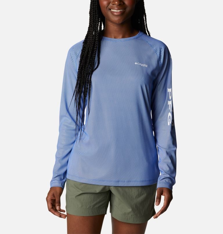 Columbia PFG Tidal Deflector Long Sleeve Gensere Dame Lyse Blå | 51409W