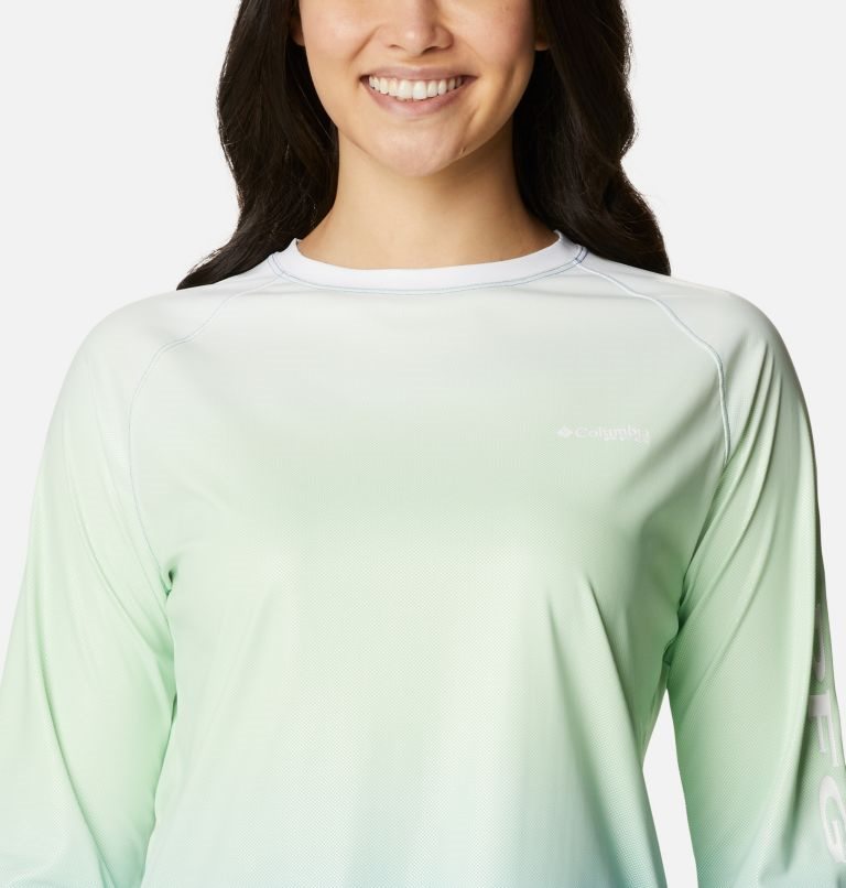 Columbia PFG Tidal Deflector Printed Long Sleeve Gensere Dame Mint Blå | 94718T