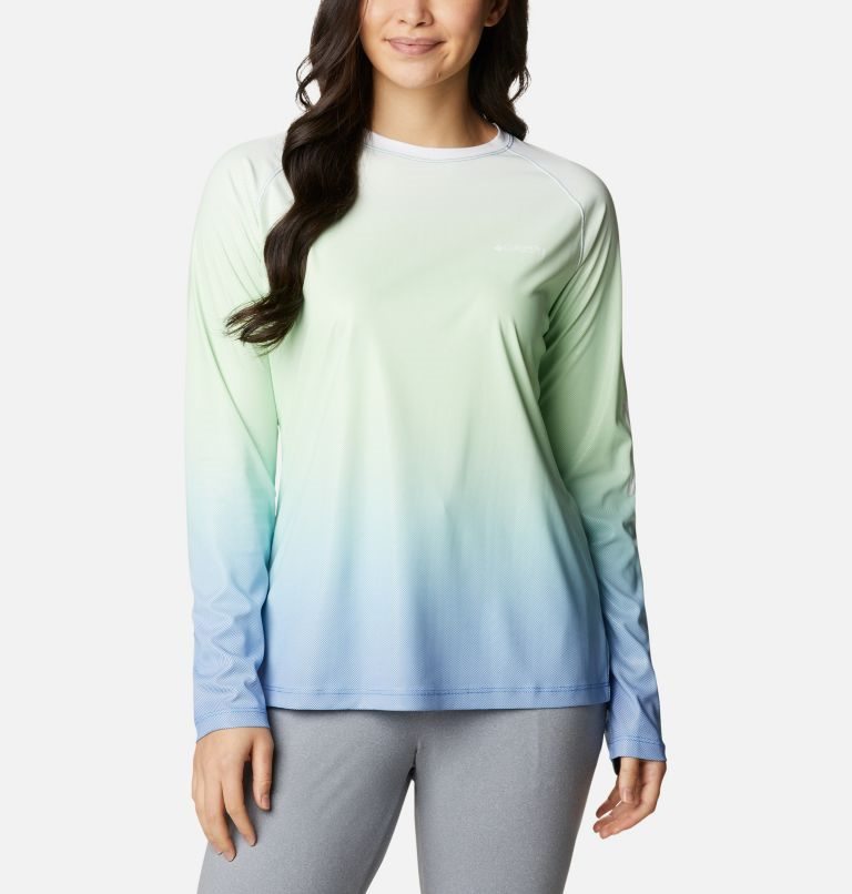 Columbia PFG Tidal Deflector Printed Long Sleeve Gensere Dame Mint Blå | 94718T