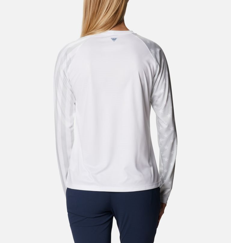 Columbia PFG Tidal Tee Americana LS Gensere Dame Hvite | 07369H