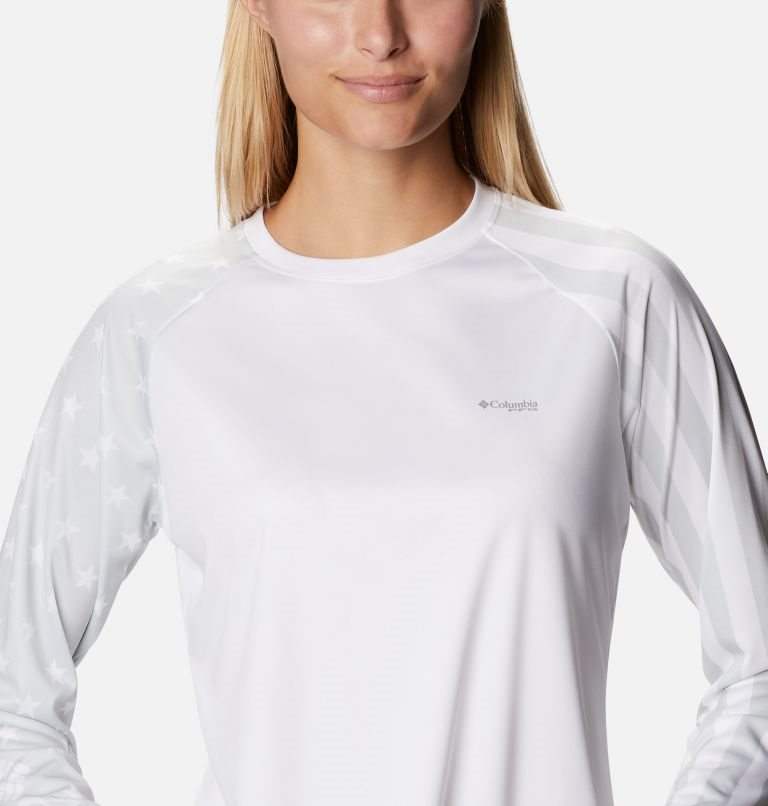 Columbia PFG Tidal Tee Americana LS Gensere Dame Hvite | 07369H