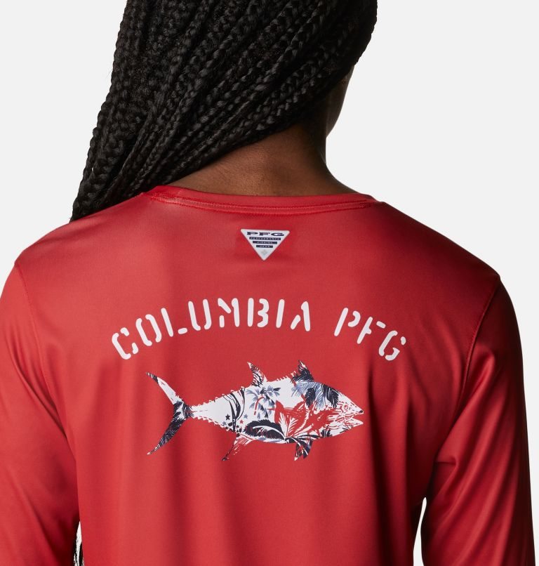 Columbia PFG Tidal Tee Fill-O-Print Fish Long Sleeve Gensere Dame Rød | 10934E