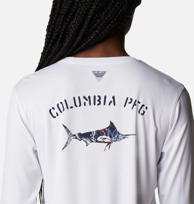 Columbia PFG Tidal Tee Fill-O-Print Fish Long Sleeve Gensere Dame Hvite | 69845G