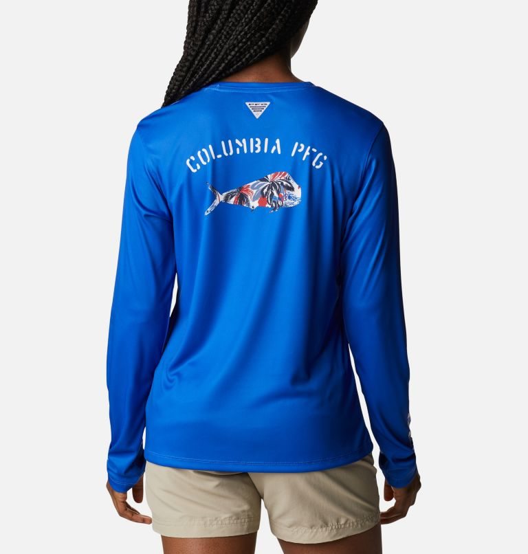 Columbia PFG Tidal Tee Fill-O-Print Fish Long Sleeve Gensere Dame Blå | 96751P