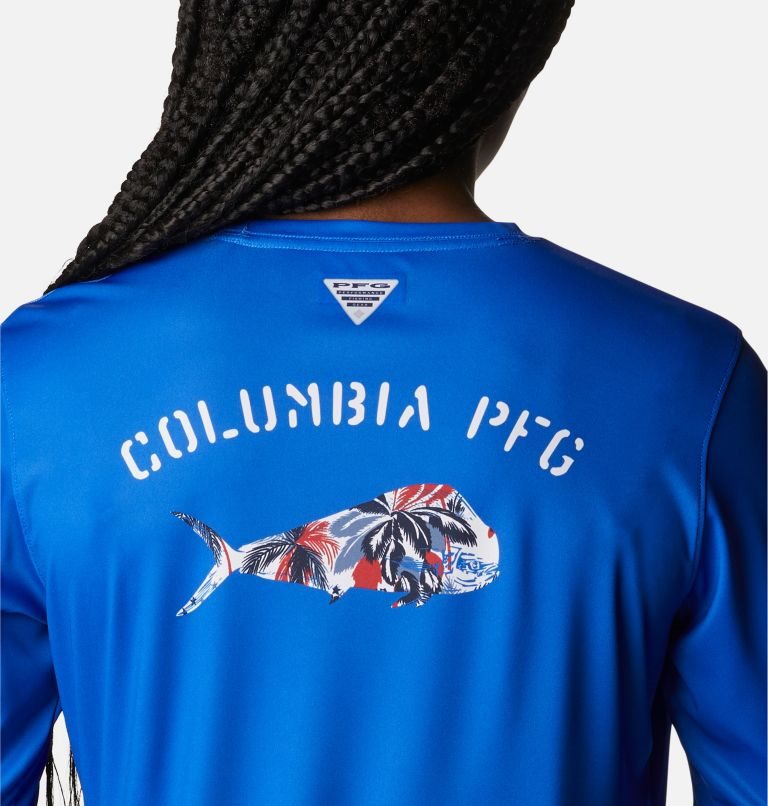 Columbia PFG Tidal Tee Fill-O-Print Fish Long Sleeve Gensere Dame Blå | 96751P