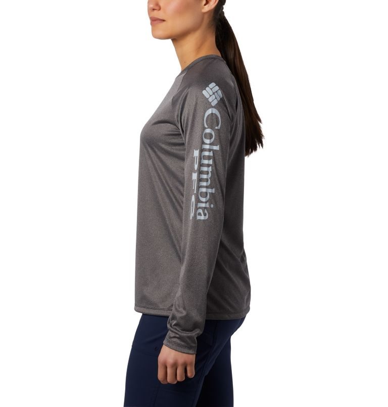 Columbia PFG Tidal Tee Heather Long Sleeve Gensere Dame Mørke Grå | 01428B