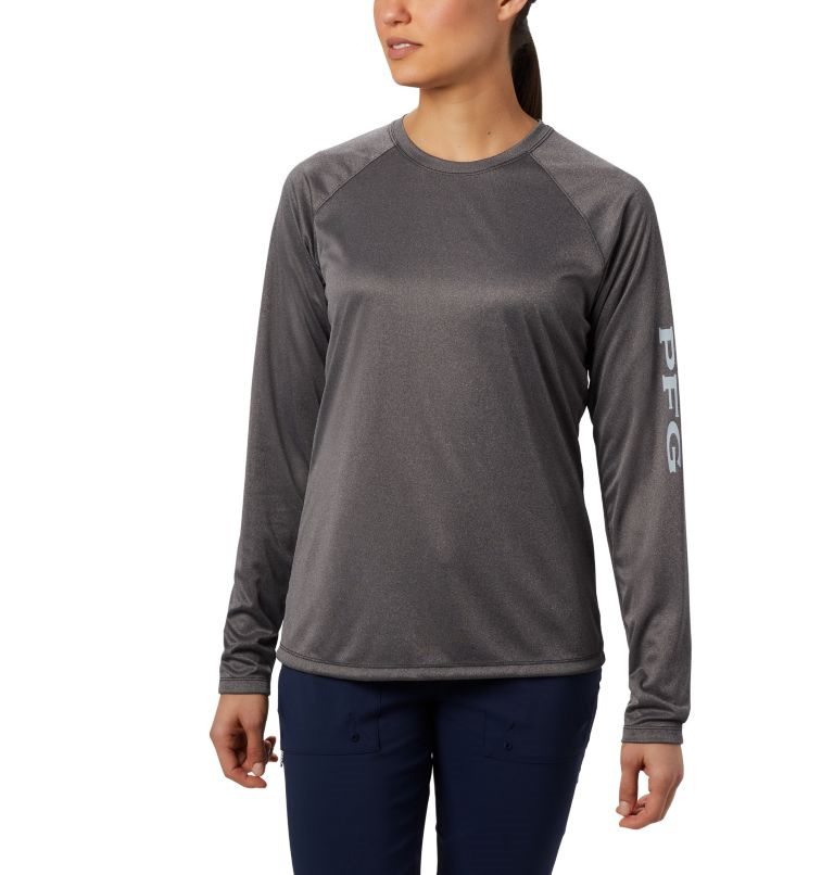 Columbia PFG Tidal Tee Heather Long Sleeve Gensere Dame Mørke Grå | 01428B