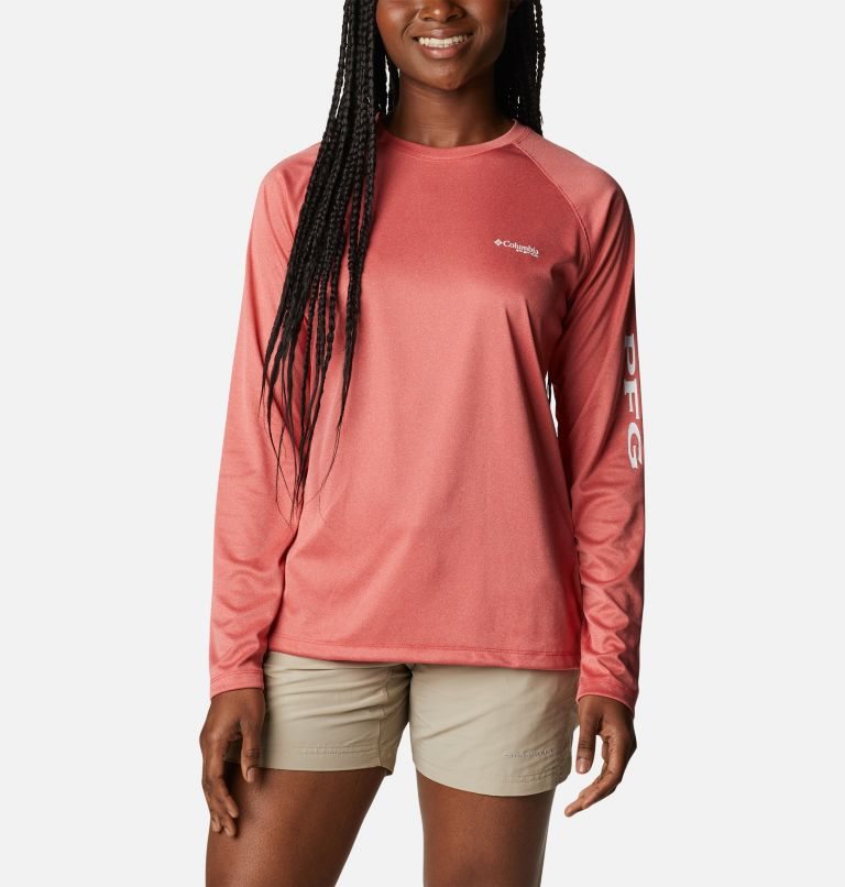 Columbia PFG Tidal Tee Heather Long Sleeve Gensere Dame Korall | 05197N