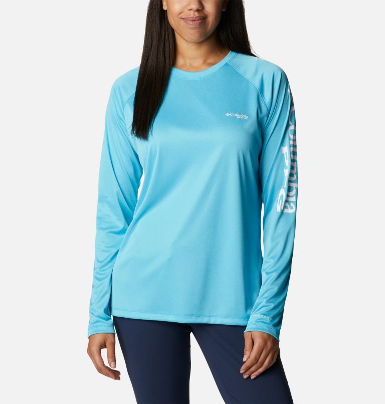 Columbia PFG Tidal Tee Heather Long Sleeve Gensere Dame Blå | 59470Z