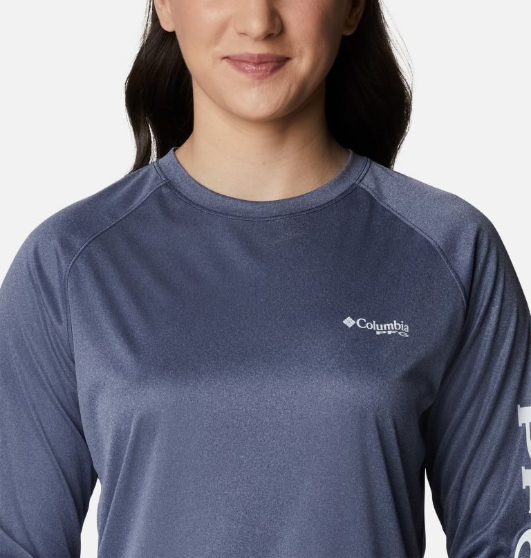 Columbia PFG Tidal Tee Heather Long Sleeve Gensere Dame Marineblå | 62450F