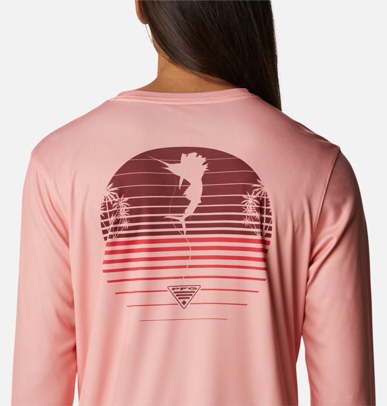 Columbia PFG Tidal Tee Hook-Up Long Sleeve Gensere Dame Rosa | 02915W