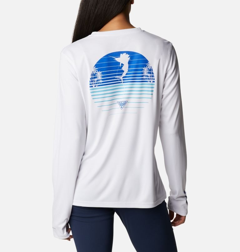 Columbia PFG Tidal Tee Hook-Up Long Sleeve Gensere Dame Hvite | 37245A