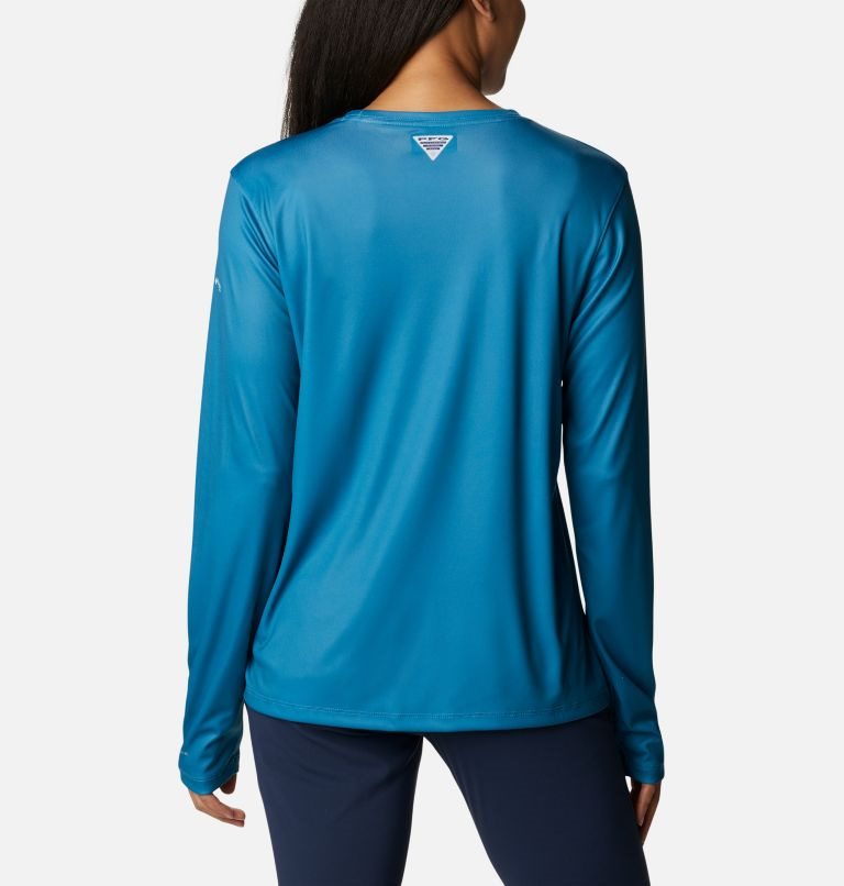 Columbia PFG Tidal Tee Stacked Logo Long Sleeve Gensere Dame Turkis | 34586A