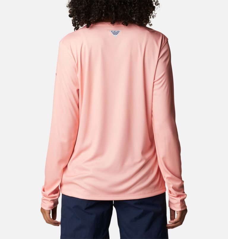 Columbia PFG Tidal Tee Stacked Logo Long Sleeve Gensere Dame Rosa | 51638M