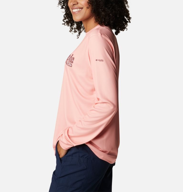 Columbia PFG Tidal Tee Stacked Logo Long Sleeve Gensere Dame Rosa | 51638M