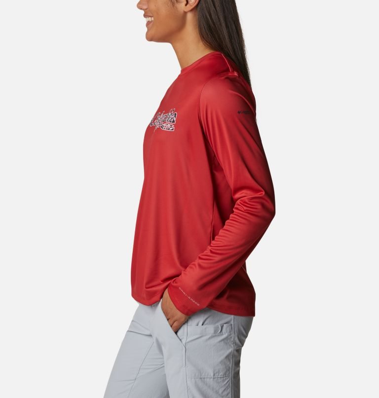 Columbia PFG Tidal Tee Stacked Logo Long Sleeve Gensere Dame Rød | 84562O