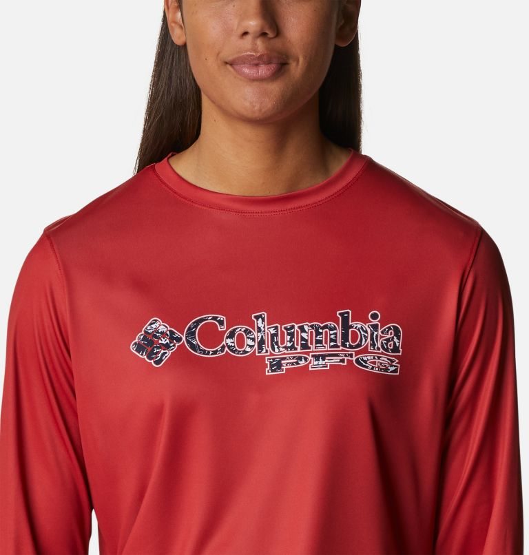 Columbia PFG Tidal Tee Stacked Logo Long Sleeve Gensere Dame Rød | 84562O