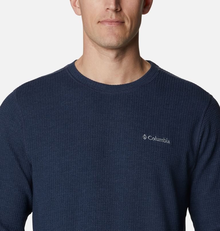 Columbia Pine Peak Waffle Long Sleeve Crew Gensere Herre Marineblå | 64238O