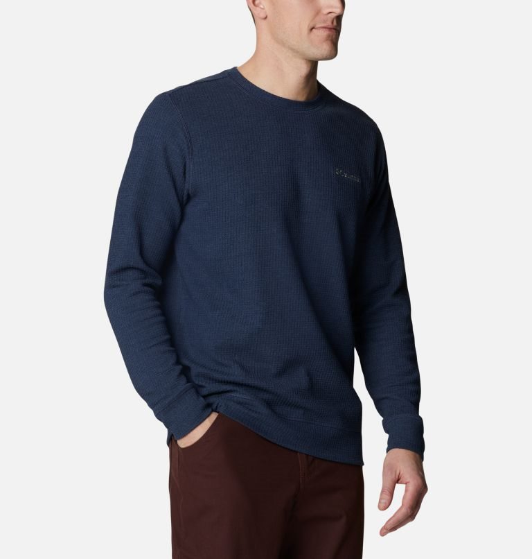 Columbia Pine Peak Waffle Long Sleeve Crew Gensere Herre Marineblå | 64238O