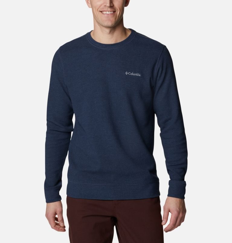 Columbia Pine Peak Waffle Long Sleeve Crew Gensere Herre Marineblå | 64238O