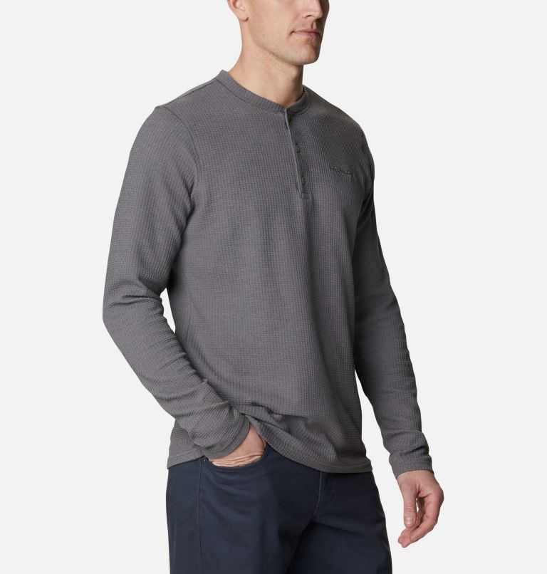 Columbia Pine Peak Waffle Long Sleeve Henley Gensere Herre Grå | 07134R