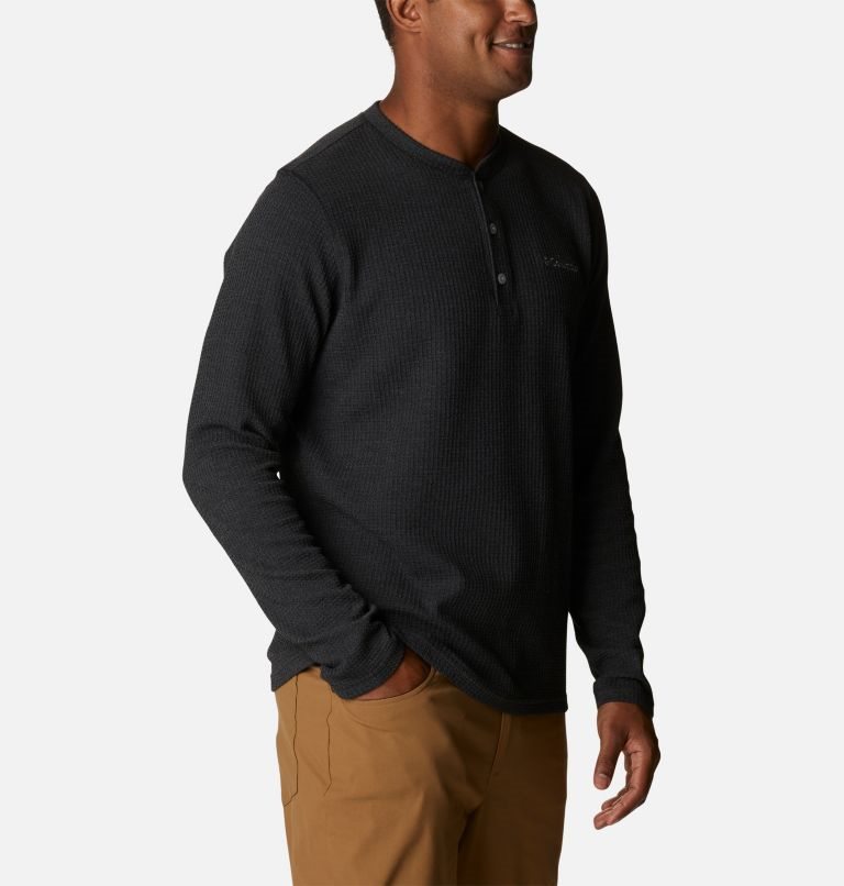 Columbia Pine Peak Waffle Long Sleeve Henley Gensere Herre Svarte | 10875Y