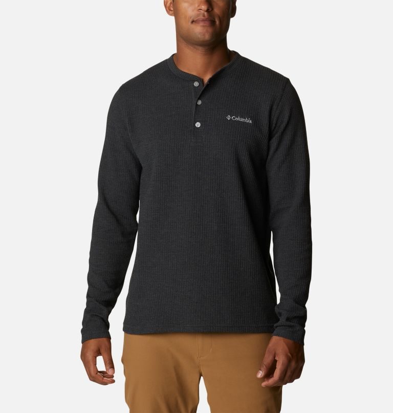 Columbia Pine Peak Waffle Long Sleeve Henley Gensere Herre Svarte | 10875Y