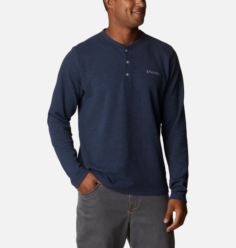 Columbia Pine Peak Waffle Long Sleeve Henley Gensere Herre Marineblå | 17945K