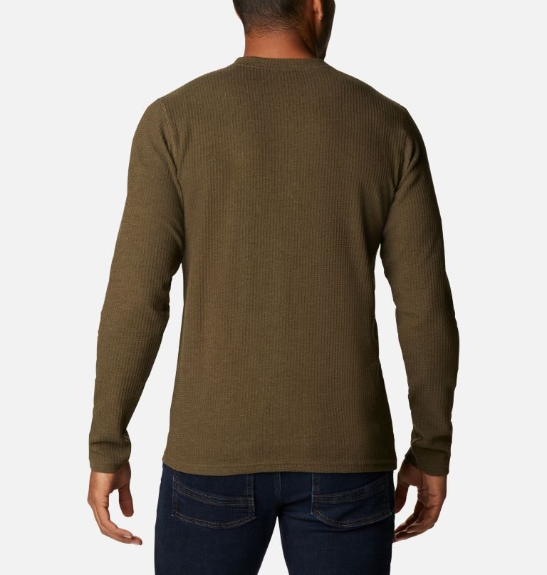 Columbia Pine Peak Waffle Long Sleeve Henley Gensere Herre Mørke Brune | 21465W