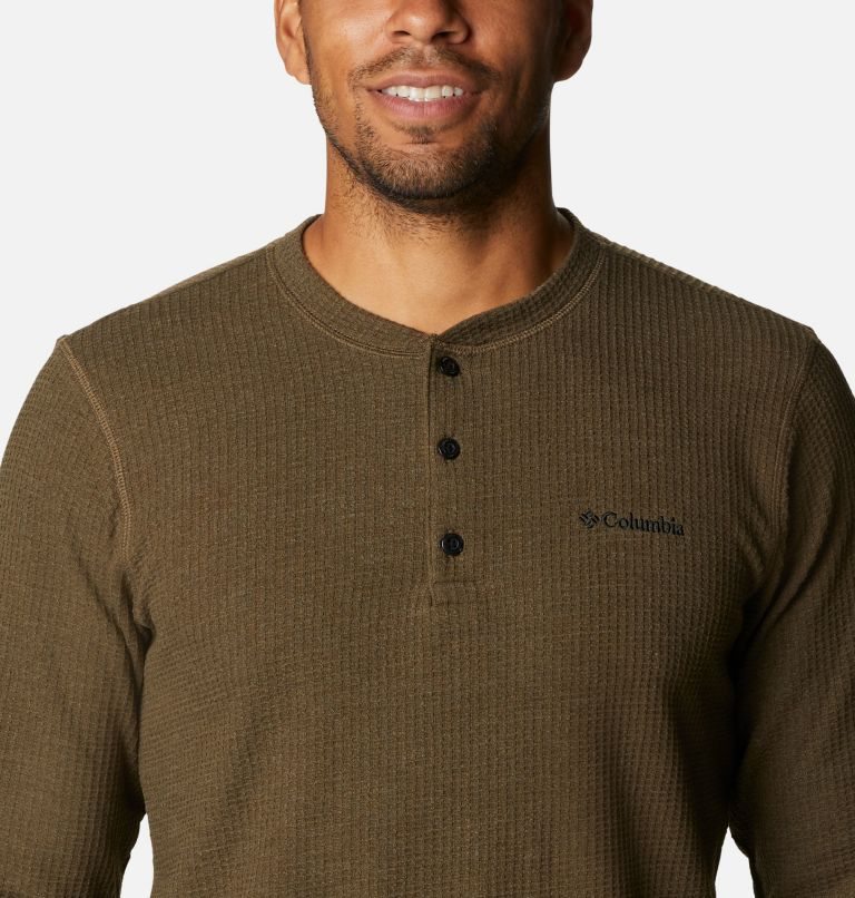 Columbia Pine Peak Waffle Long Sleeve Henley Gensere Herre Mørke Brune | 21465W