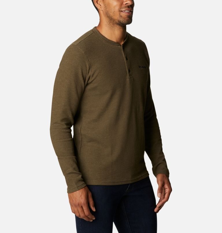 Columbia Pine Peak Waffle Long Sleeve Henley Gensere Herre Mørke Brune | 21465W