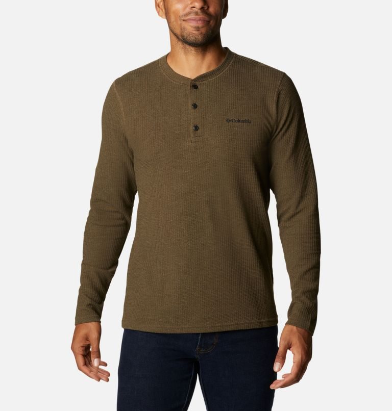 Columbia Pine Peak Waffle Long Sleeve Henley Gensere Herre Mørke Brune | 21465W