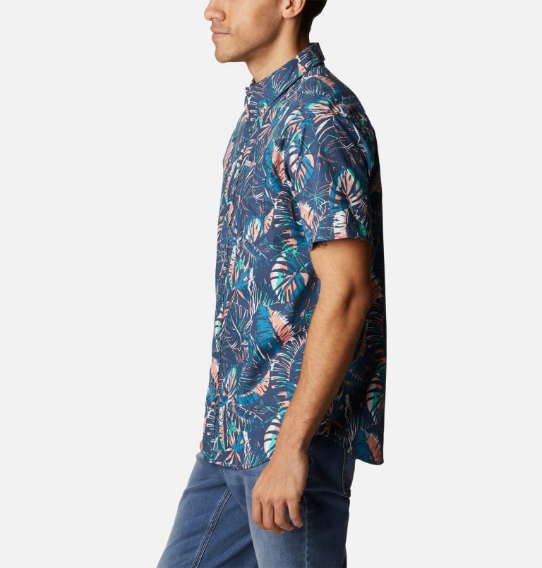 Columbia Rapid Rivers Printed Kort Sleeve Skjorte Herre Marineblå | 26790D