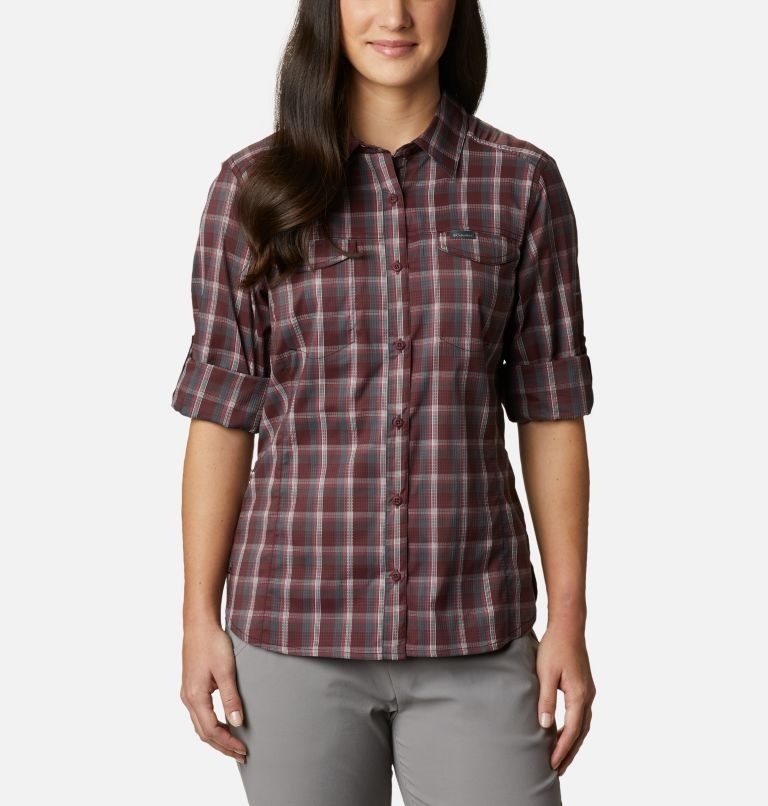 Columbia Silver Ridge Lite Plaid Long Sleeve Skjorte Dame Burgunder | 15302U