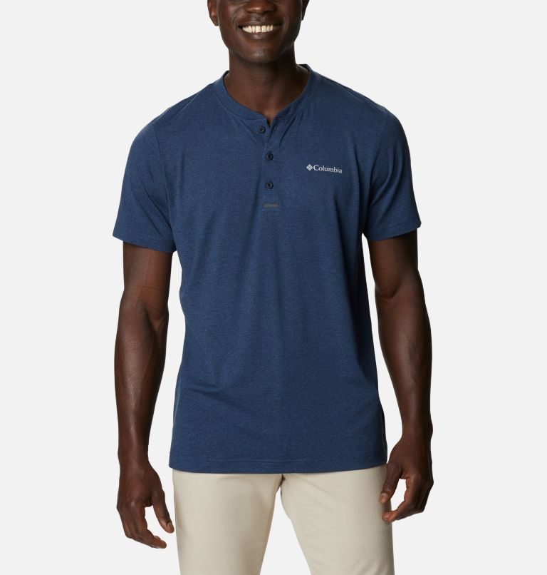 Columbia Tech Trail Kort Sleeve Henley T-skjorte Herre Marineblå | 12468W