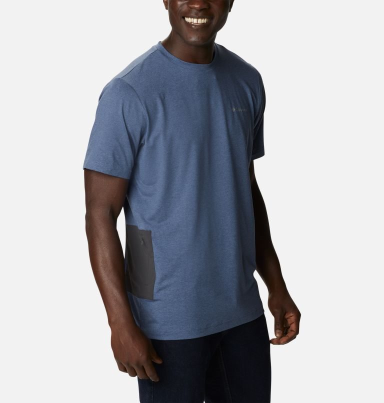 Columbia Tech Trail Novelty Pocket T-skjorte Herre Marineblå | 06934Q