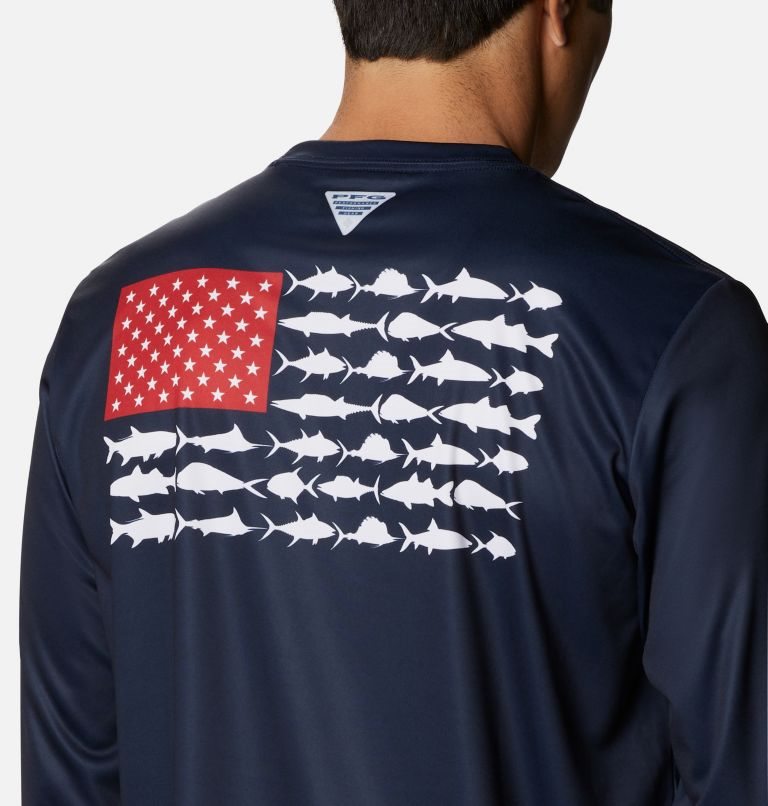 Columbia Terminal Tackle PFG Fish Flag Long Sleeve Gensere Herre Marineblå | 28761E