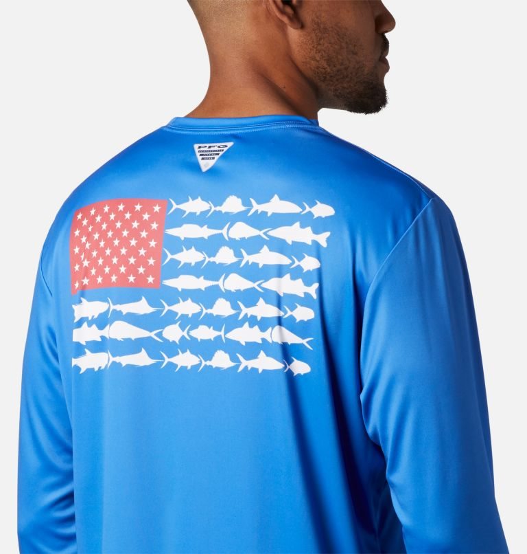 Columbia Terminal Tackle PFG Fish Flag Long Sleeve Gensere Herre Blå | 36205L