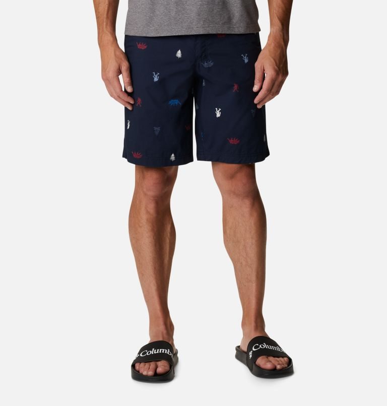 Columbia Washed Out Printed Shorts Herre Marineblå | 86904J